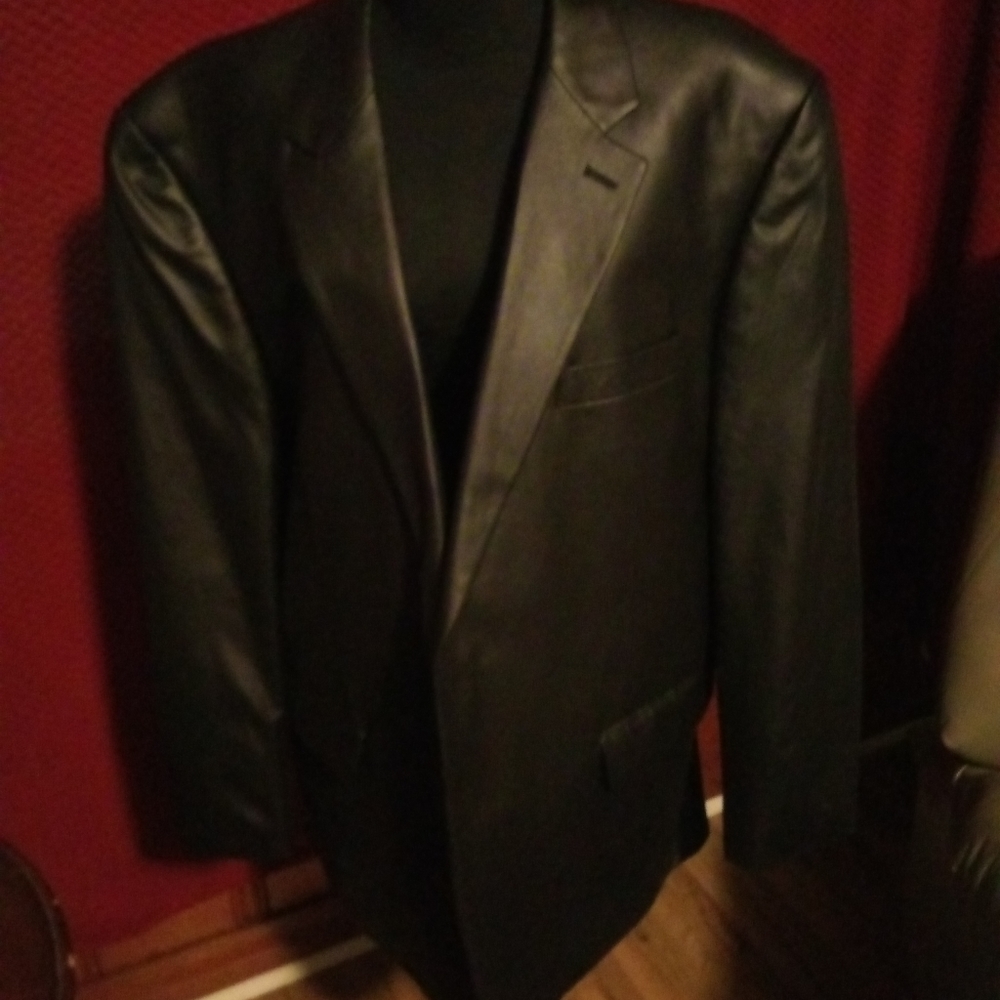 Andrew Fezza men faux leather black blazer